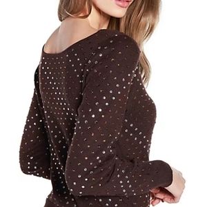 Belldini Embellished Rhinestone Sweater NWT Boat Neck Size Petite Medium